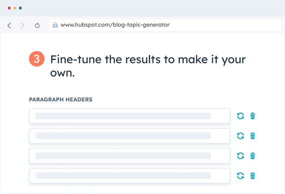 A screen of the Free AI Text Generator indicating Fine-tune the results to make it your own