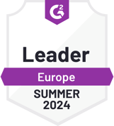 G2 badge Leader Europe Summer 2023