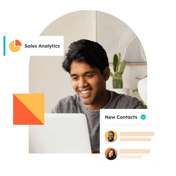HubSpot user viewing sales analytics and new contacts generated in their HubSpot account